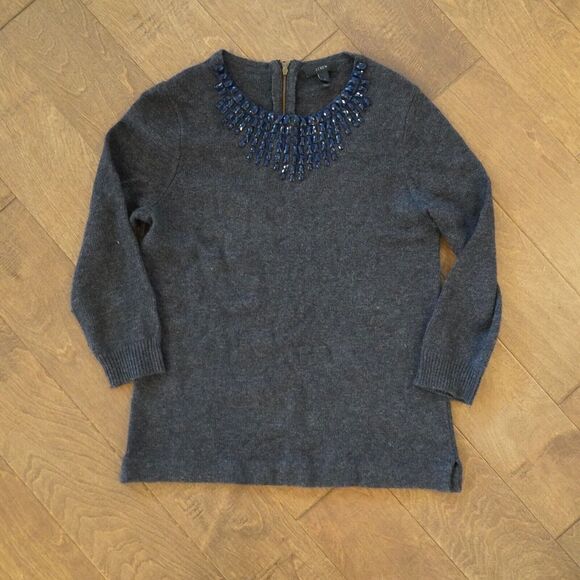 J.CREW Sweaters - Preppy J.Crew Gray Wool Blend Sweater Embellished Size Small‎